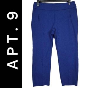 Apt 9 Blue Stretch Flat Front Crop Pants Ankle Length plush